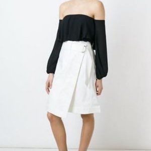 Tory Burch | White Denise Faux Wrap Belted Jean Skirt
